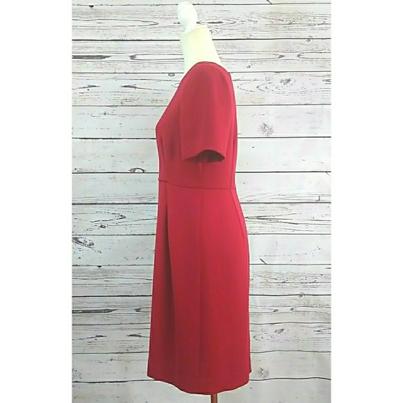 J. Crew Crepe red short sleeve back zipper dress - Picture 6 of 8